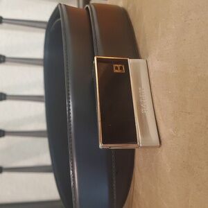 Vintage BALLY black Belt Silver Buckle